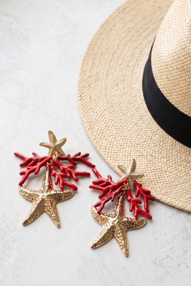Orecchini Coral Star rosso|Colore:Rosso
