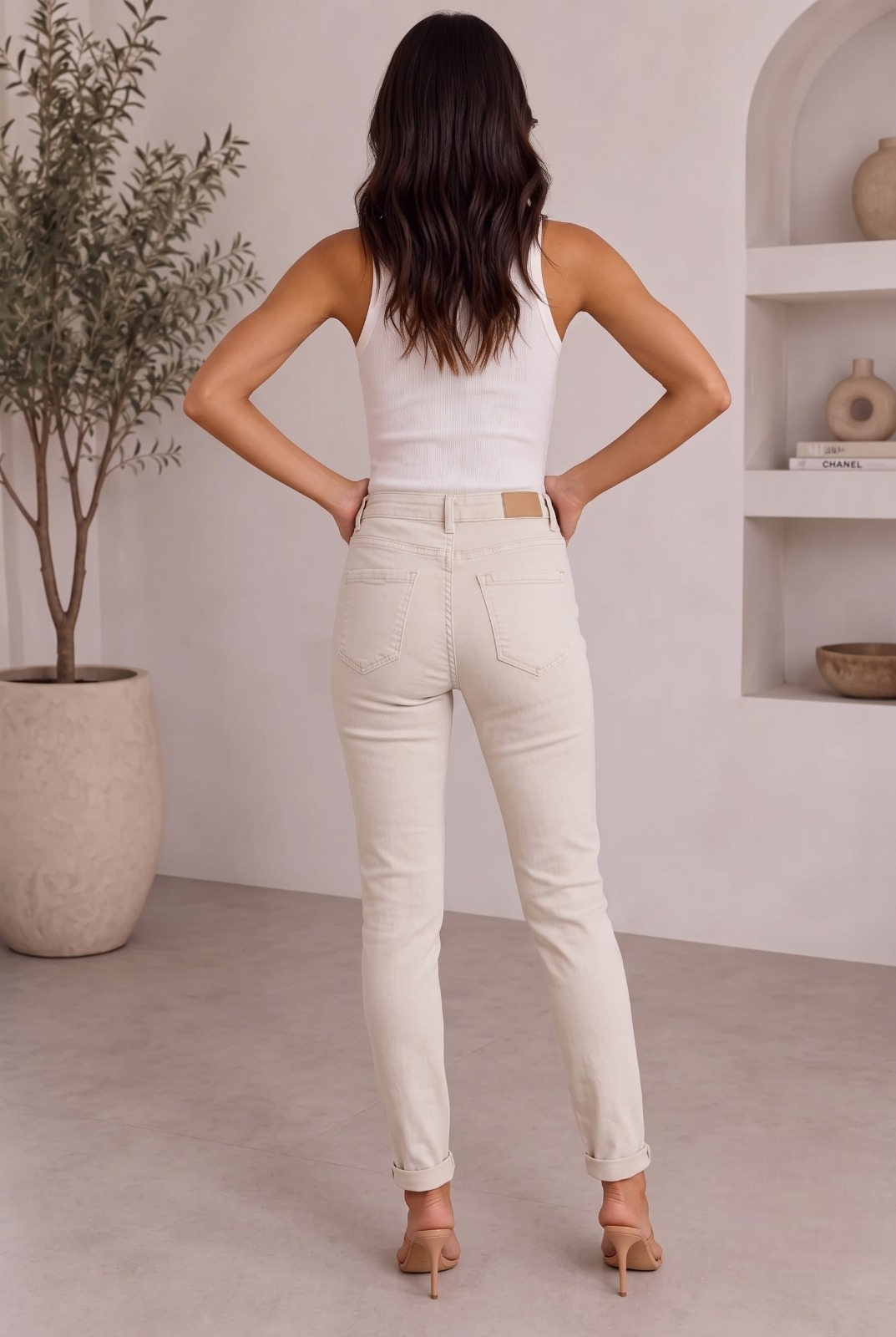 Pantalone Skinny Colorato Beige|Colore:Beige