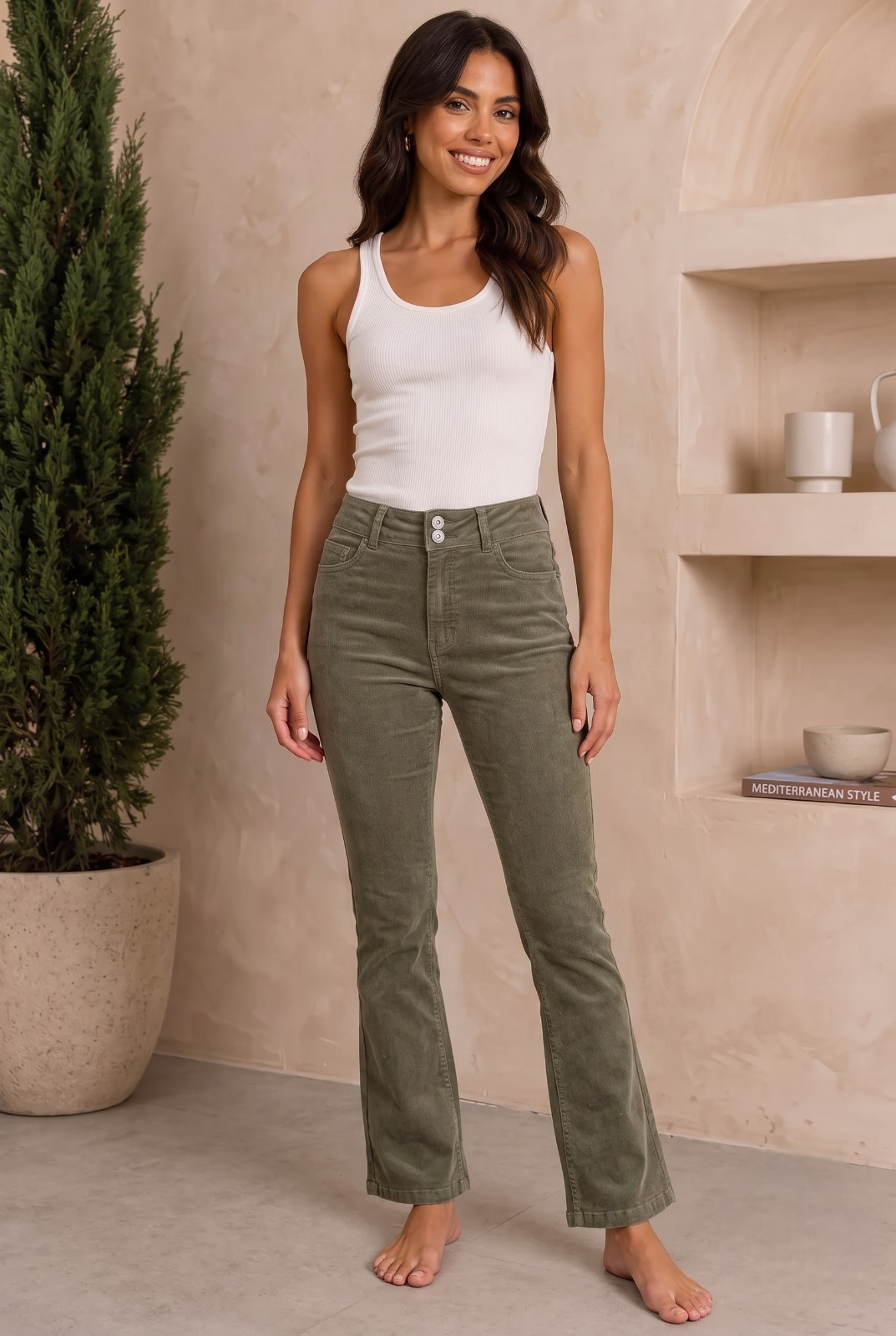 Pantalone Zampa Fascia Verde militare|Colore:Verde militare
