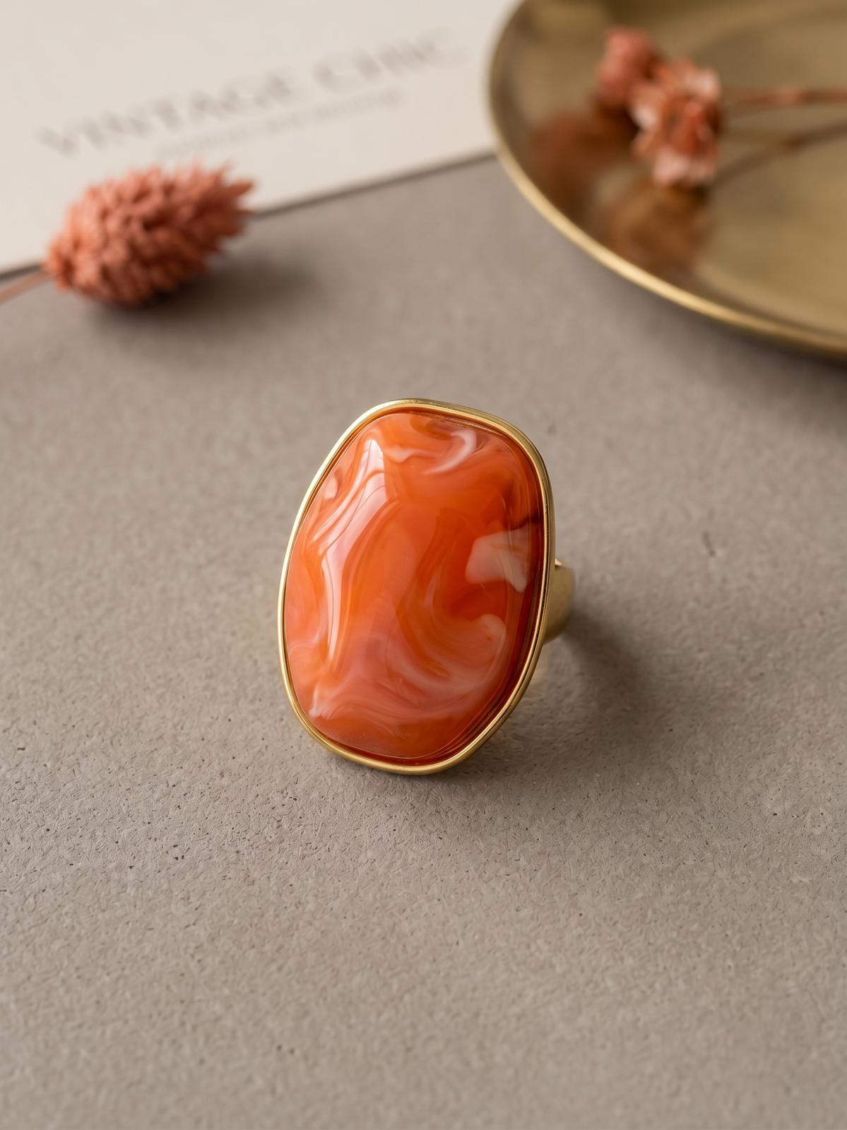 Anello Pietra Arancio|Colore:Arancio
