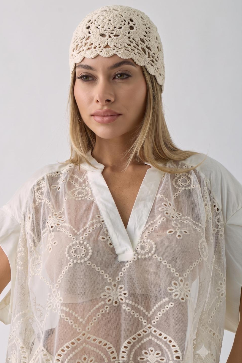 Touca Macramé burro|Colore:Burro