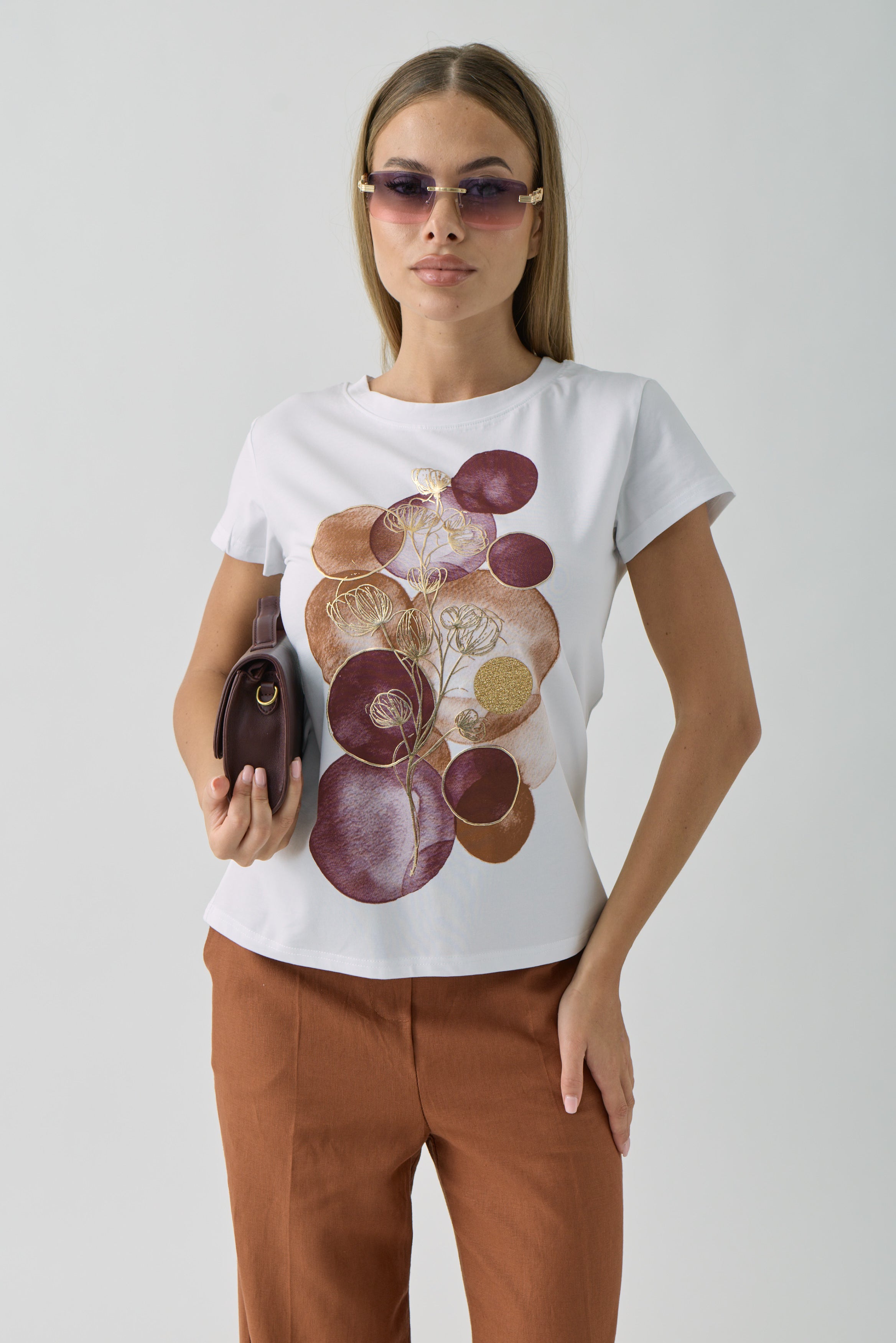 T-Shirt Flower bordeaux|Colore:Bordeaux