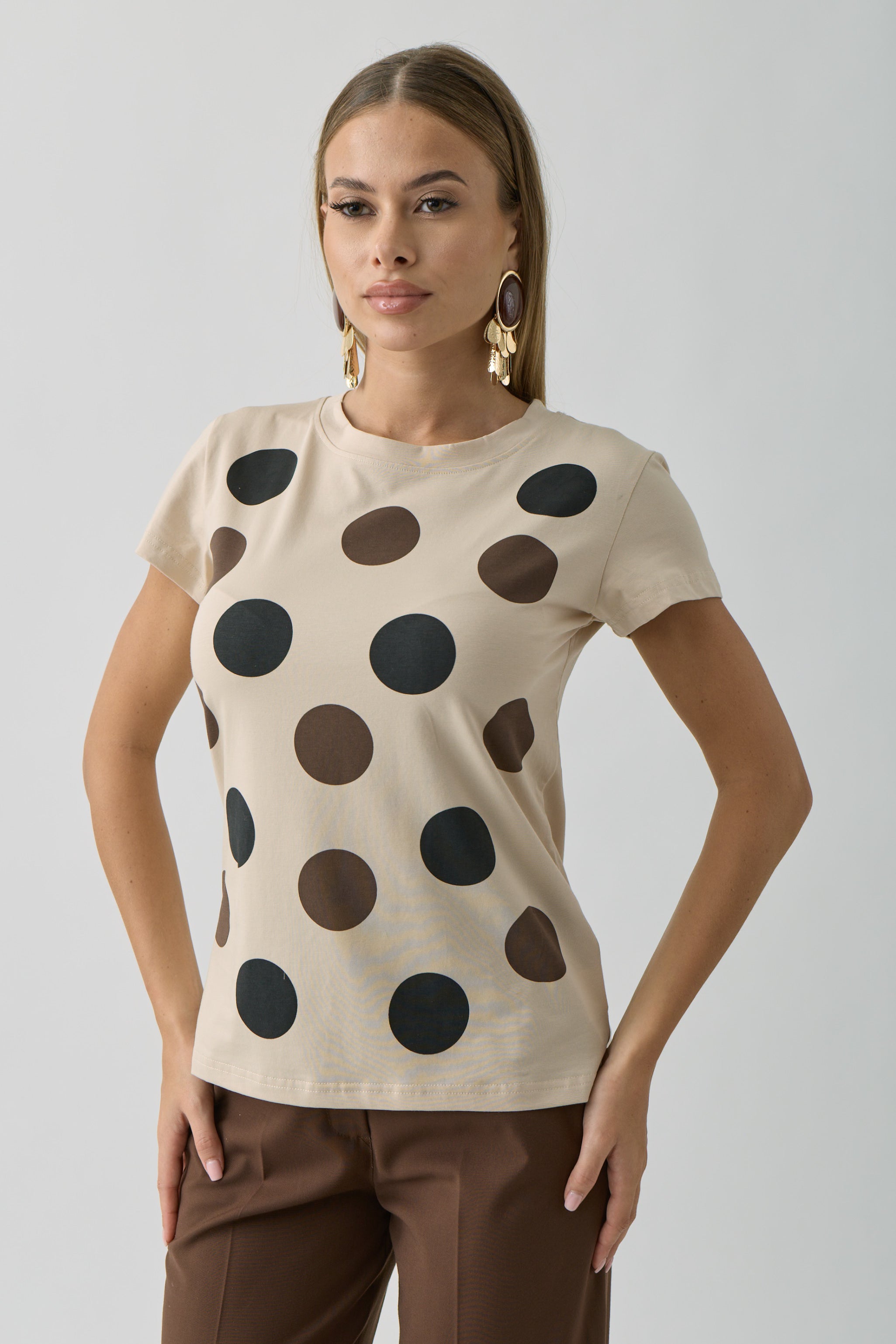 T-Shirt Pois beige|Colore:Beige