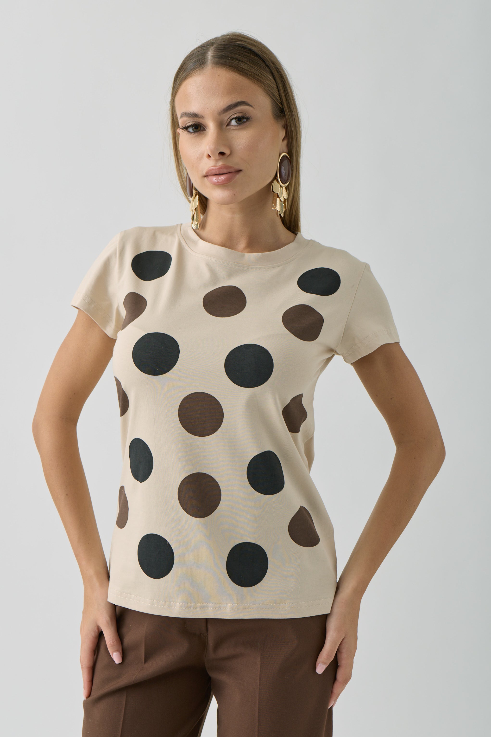 T-Shirt Pois beige|Colore:Beige