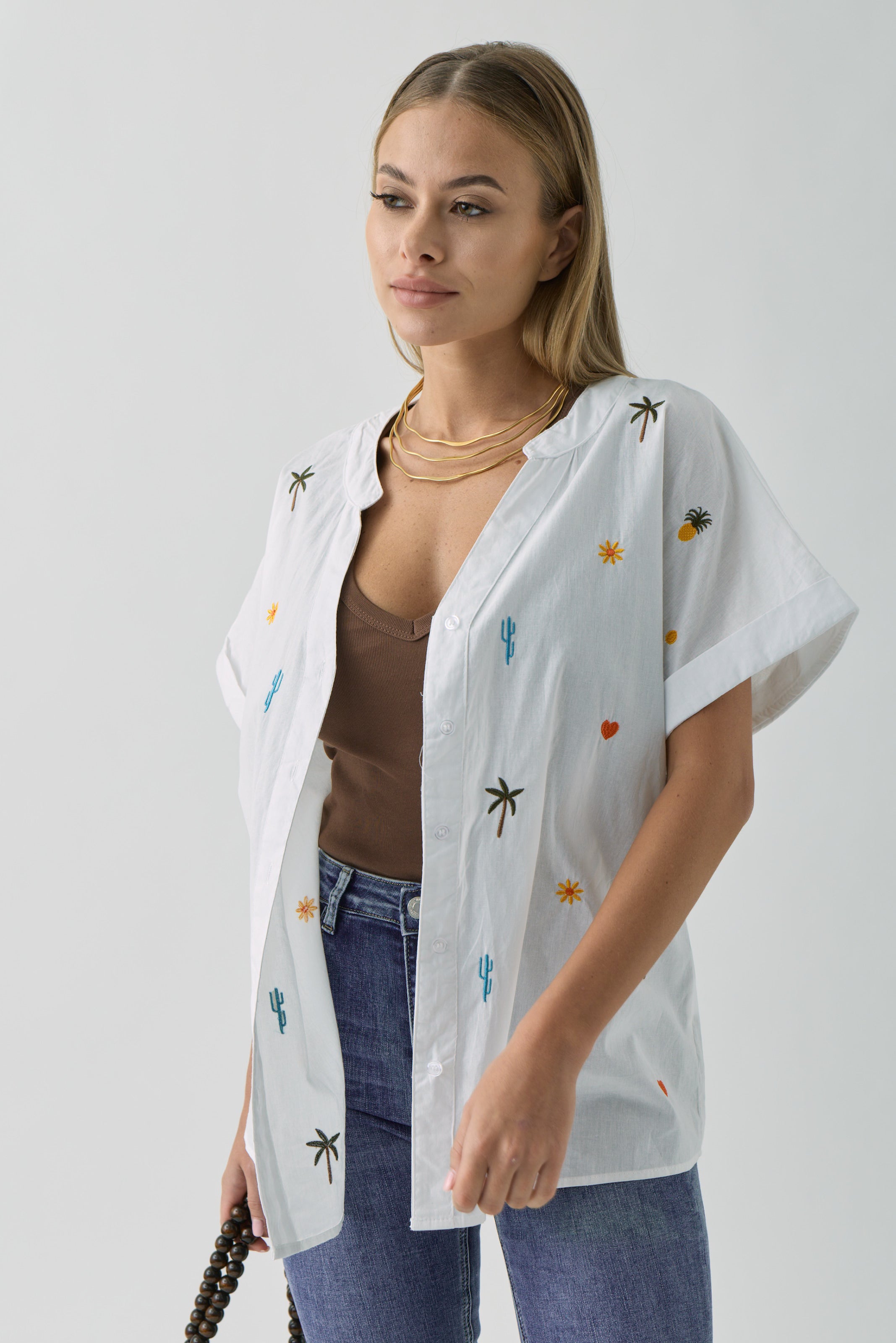 Camicia Palm bianco|Colore:Bianco