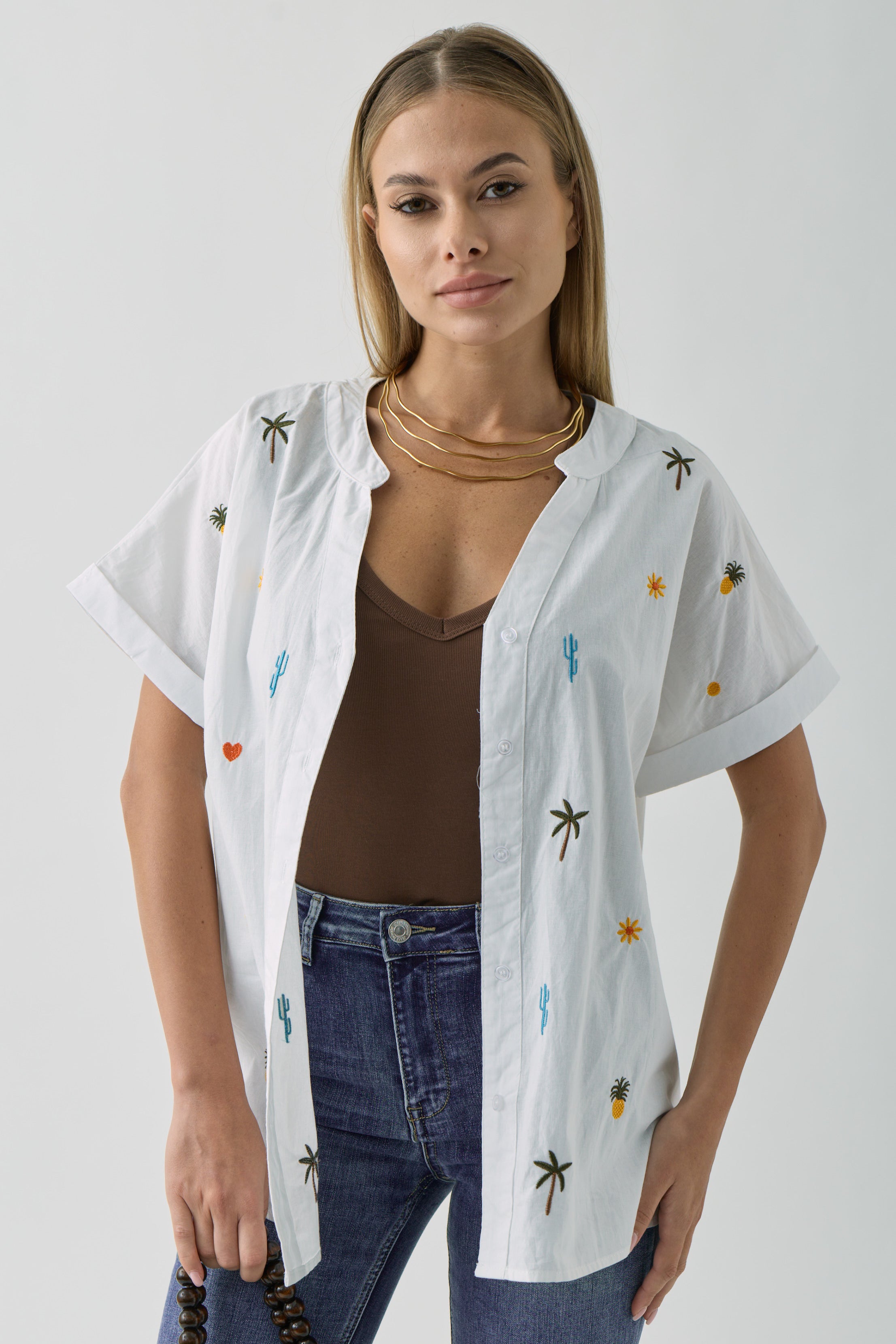 Camicia Palm bianco|Colore:Bianco