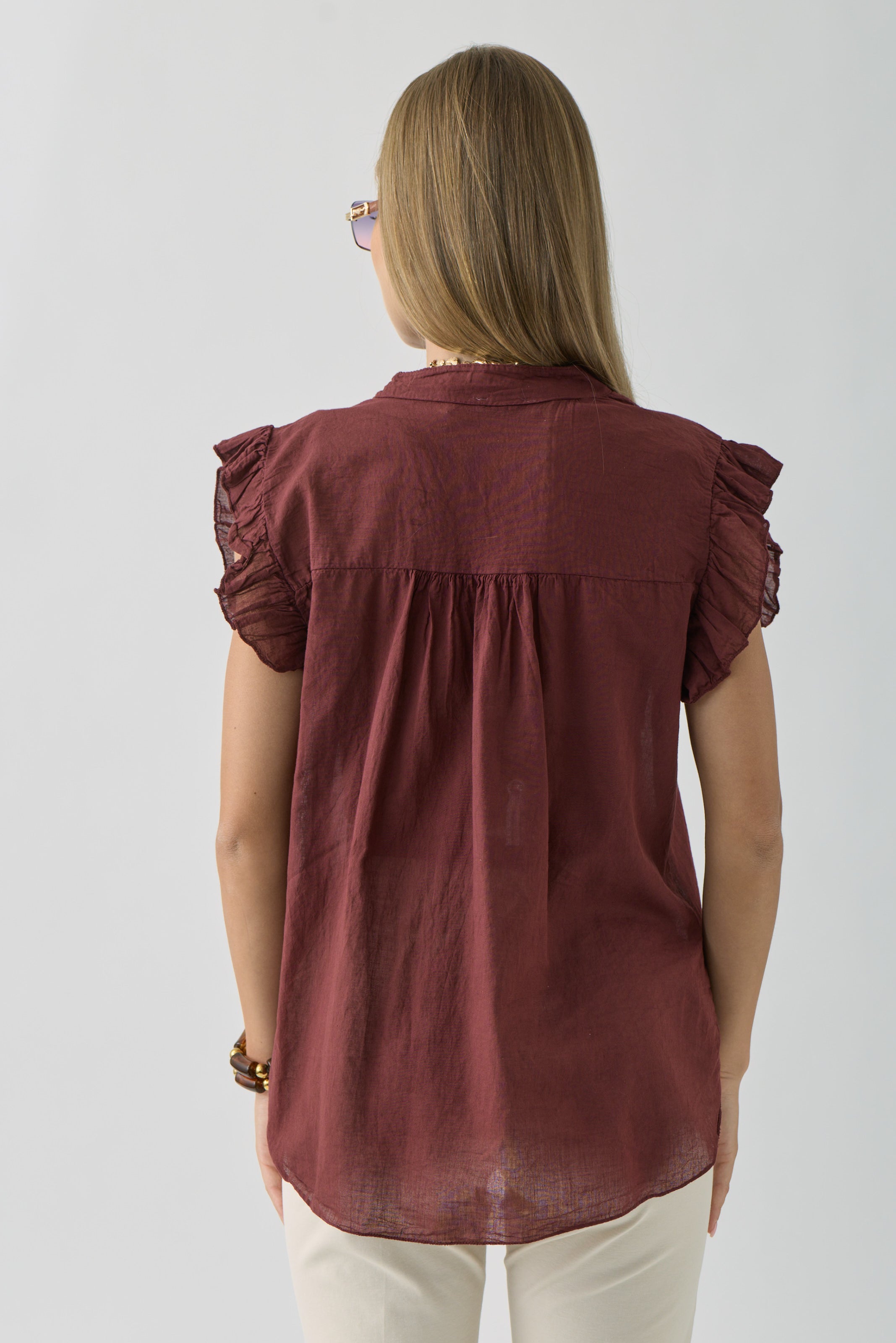 Blusa Con Rouches Bordeaux|Colore:Bordeaux