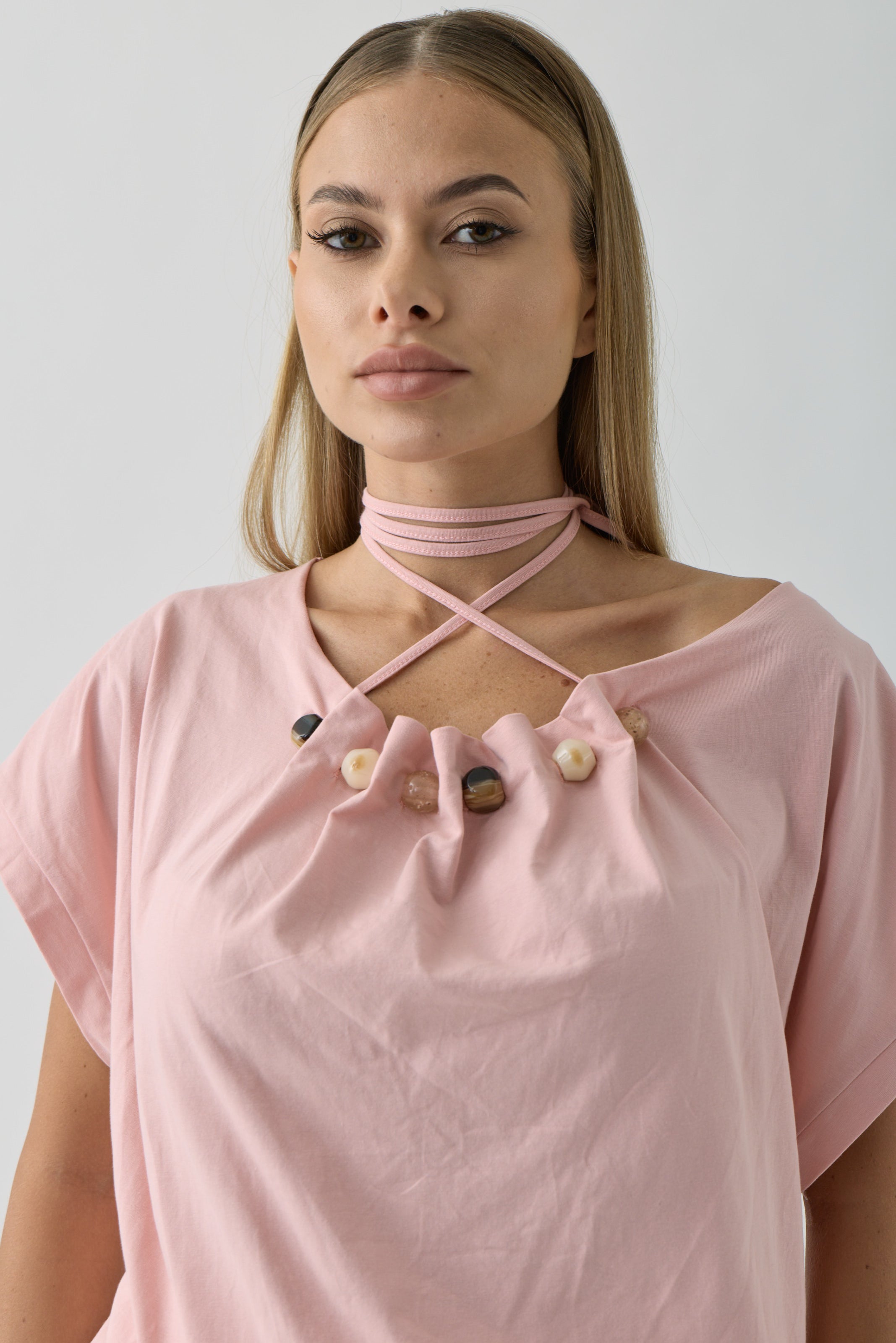 T-Shirt Con Pietra Rosa|Colore:Rosa