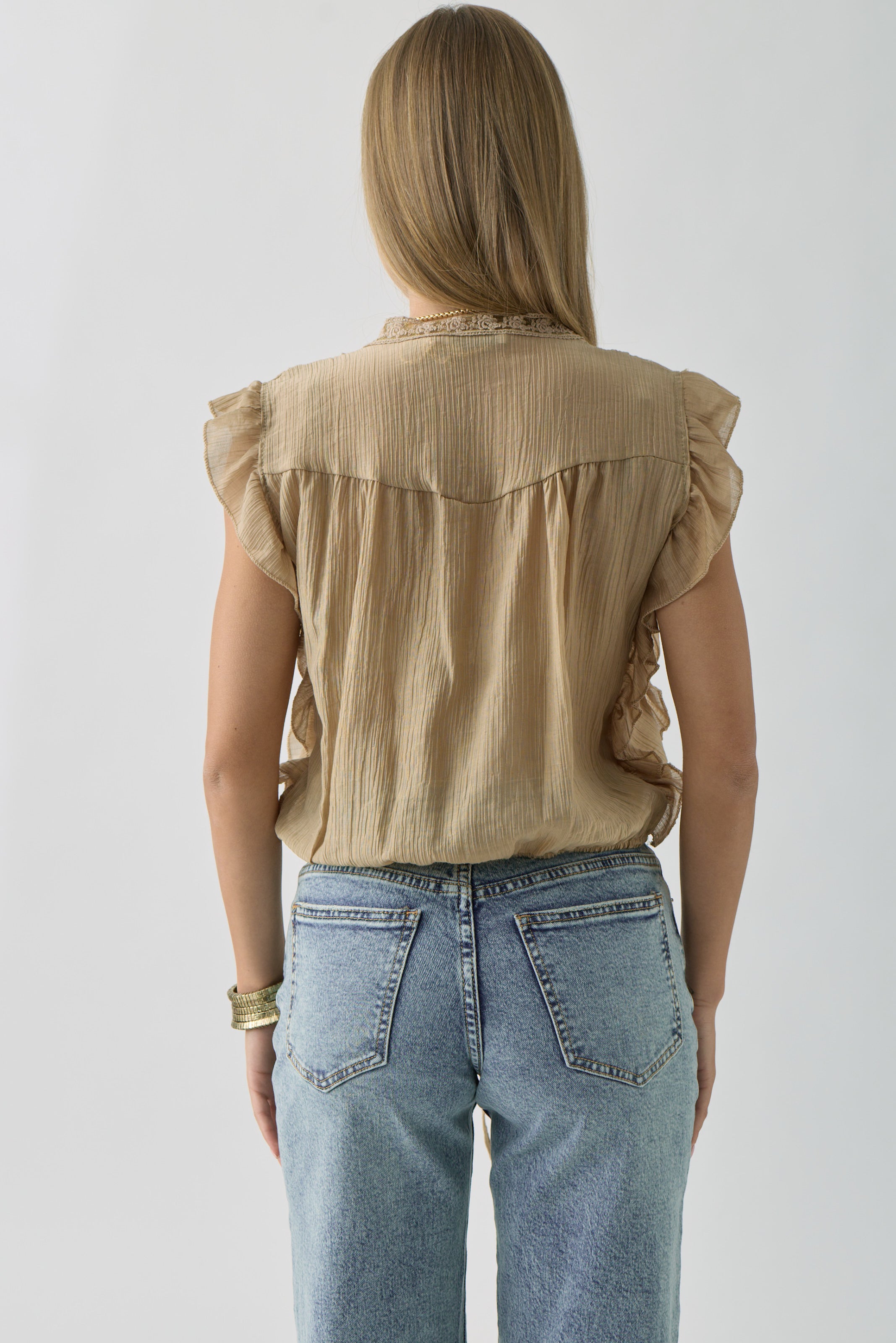 Camicia Con Merletto Cammello|Colore:Cammello