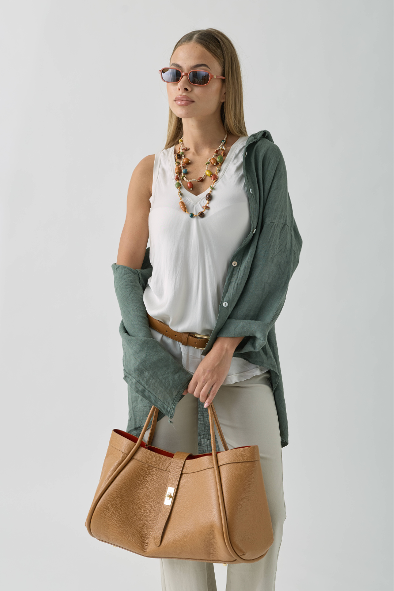 Camicia In Lino verde militare|Colore:Verde militare