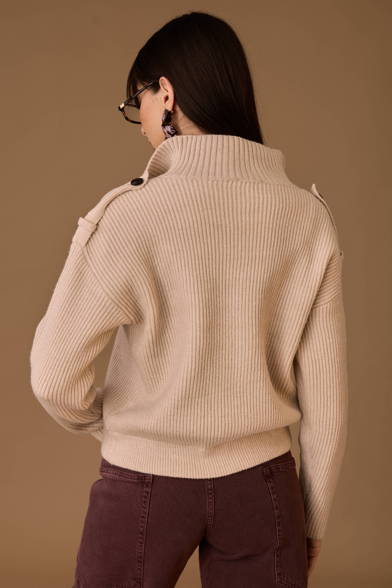 Cardigan A Coste Con Bottoni beige chiaro|Colore:Beige chiaro