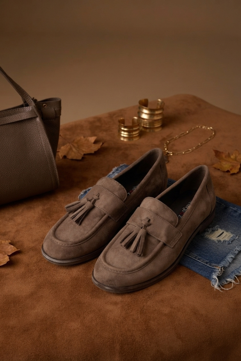 Mocassino Con Nappine taupe|Colore:Taupe