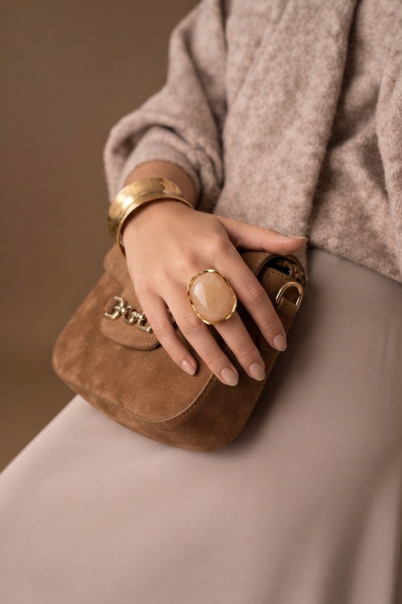Anello Pietra beige|Colore:Beige