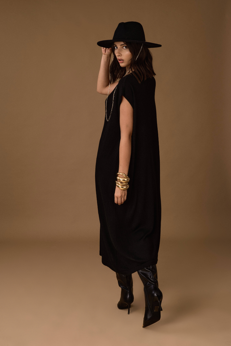 Gilet Lungo Maglia Nero|Colore:Nero