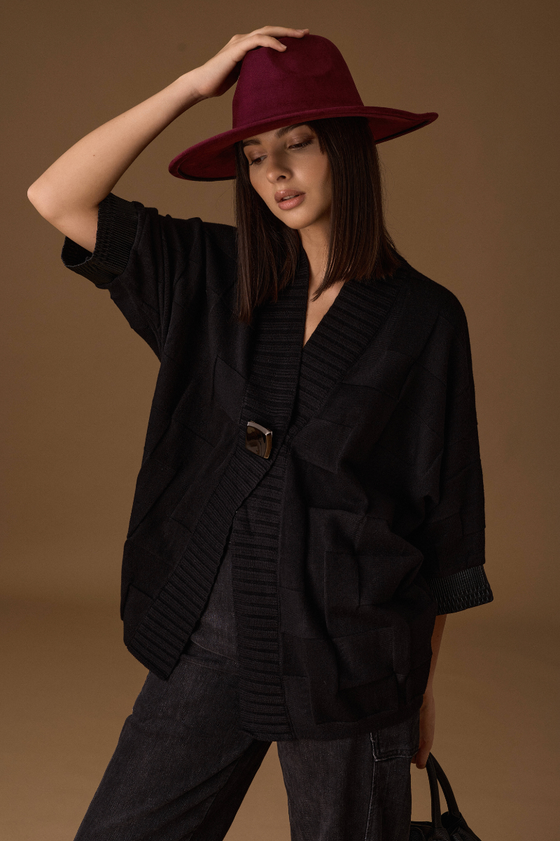 Cardigan Maxi Bottone nero|Colore:Nero