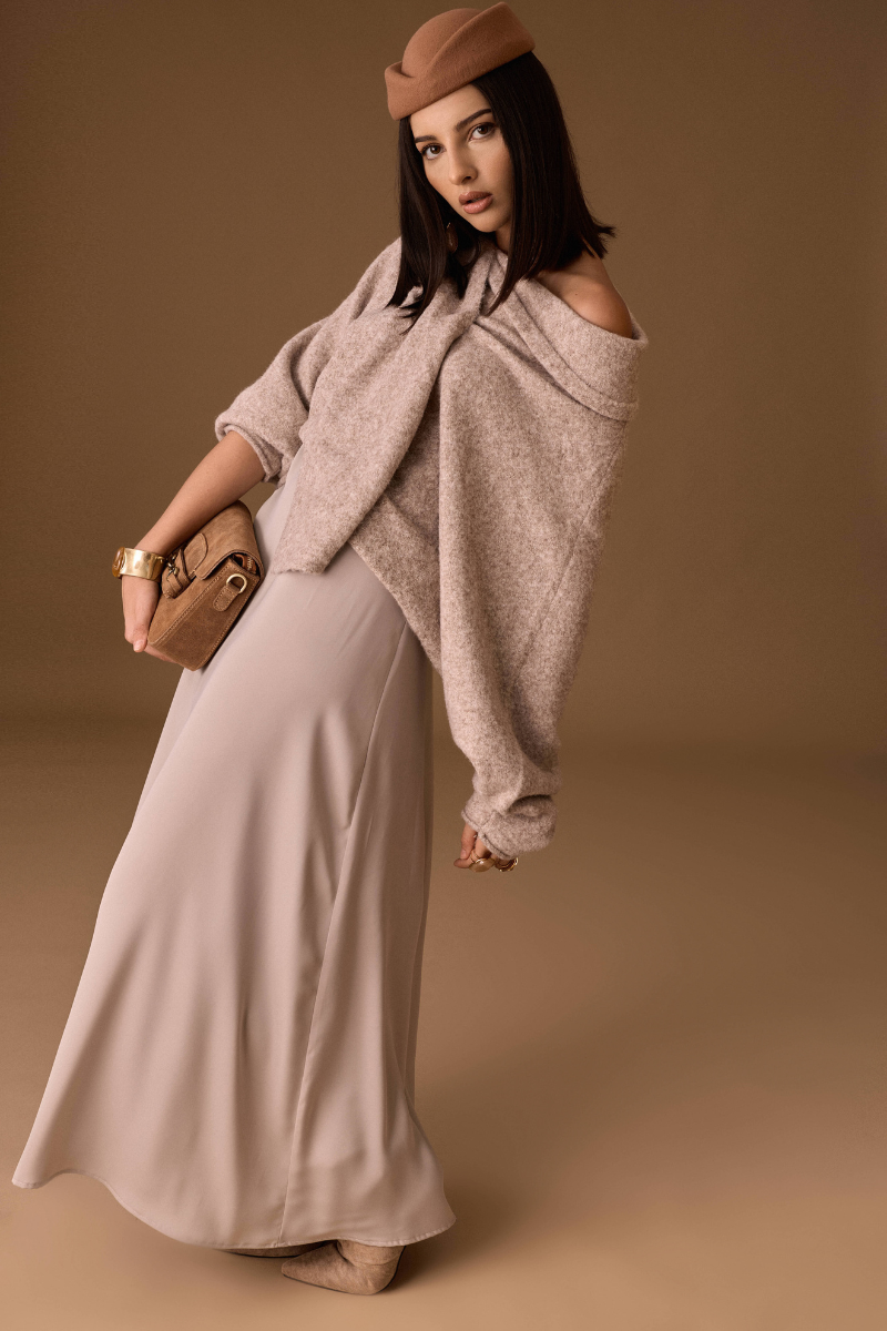 Gonna Satin beige|Colore:Beige