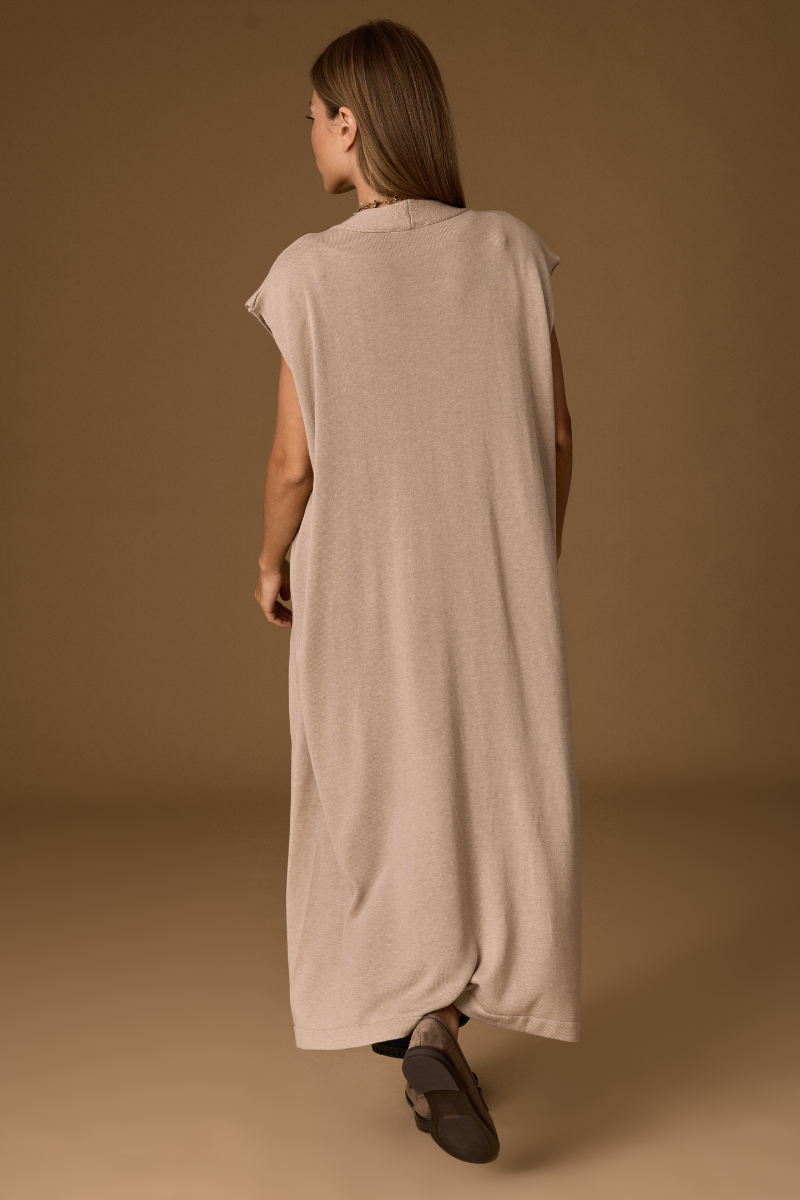 Gilet Lungo Maglia Tortora|Colore:Tortora