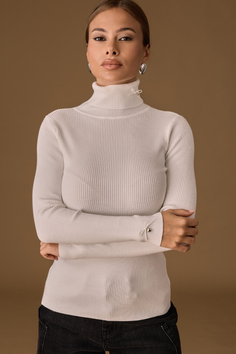 Maglia Costine Fiocco Bianco|Colore:Bianco