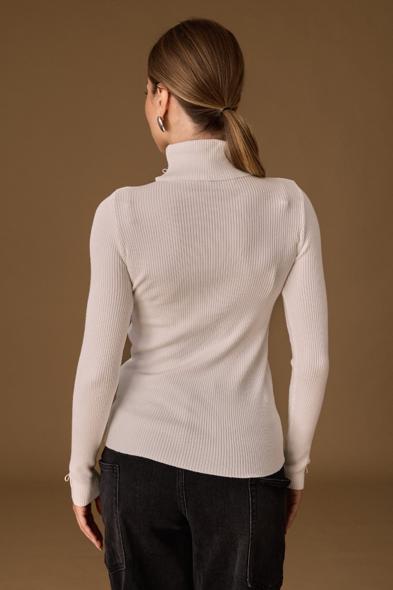 Maglia Costine Fiocco Bianco|Colore:Bianco