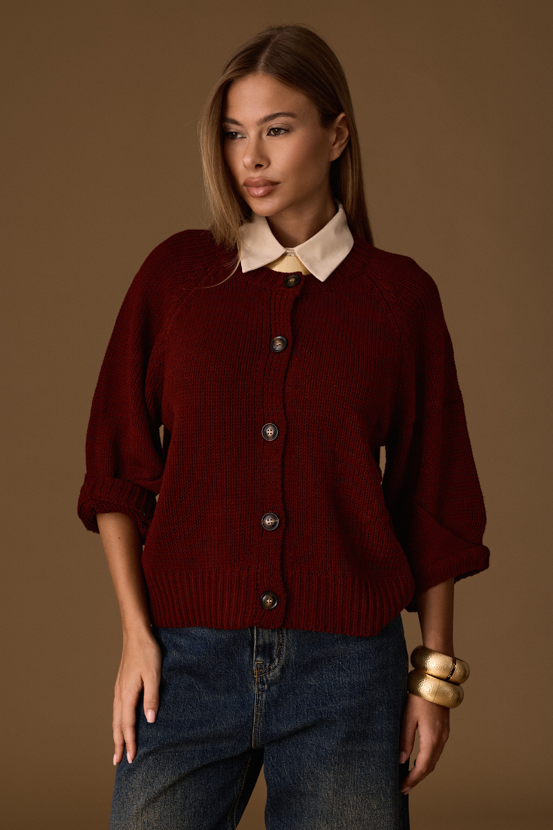 Cardigan Lauren Bordeaux|Colore:Bordeaux