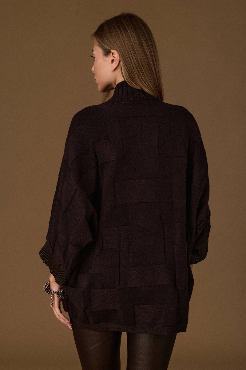 Cardigan Maxi Bottone Testa di moro|Colore:Testa di moro