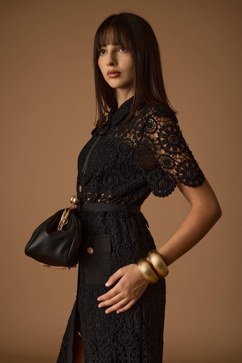 Abito Macramé nero|Colore:Nero