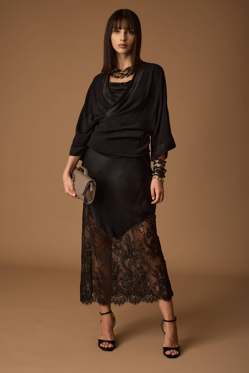 Gonna Con Pizzo nero|Colore:Nero