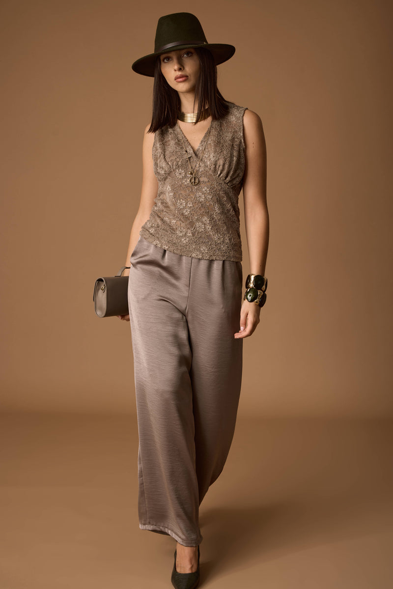 Coordinato In Pizzo fango|Colore:Fango