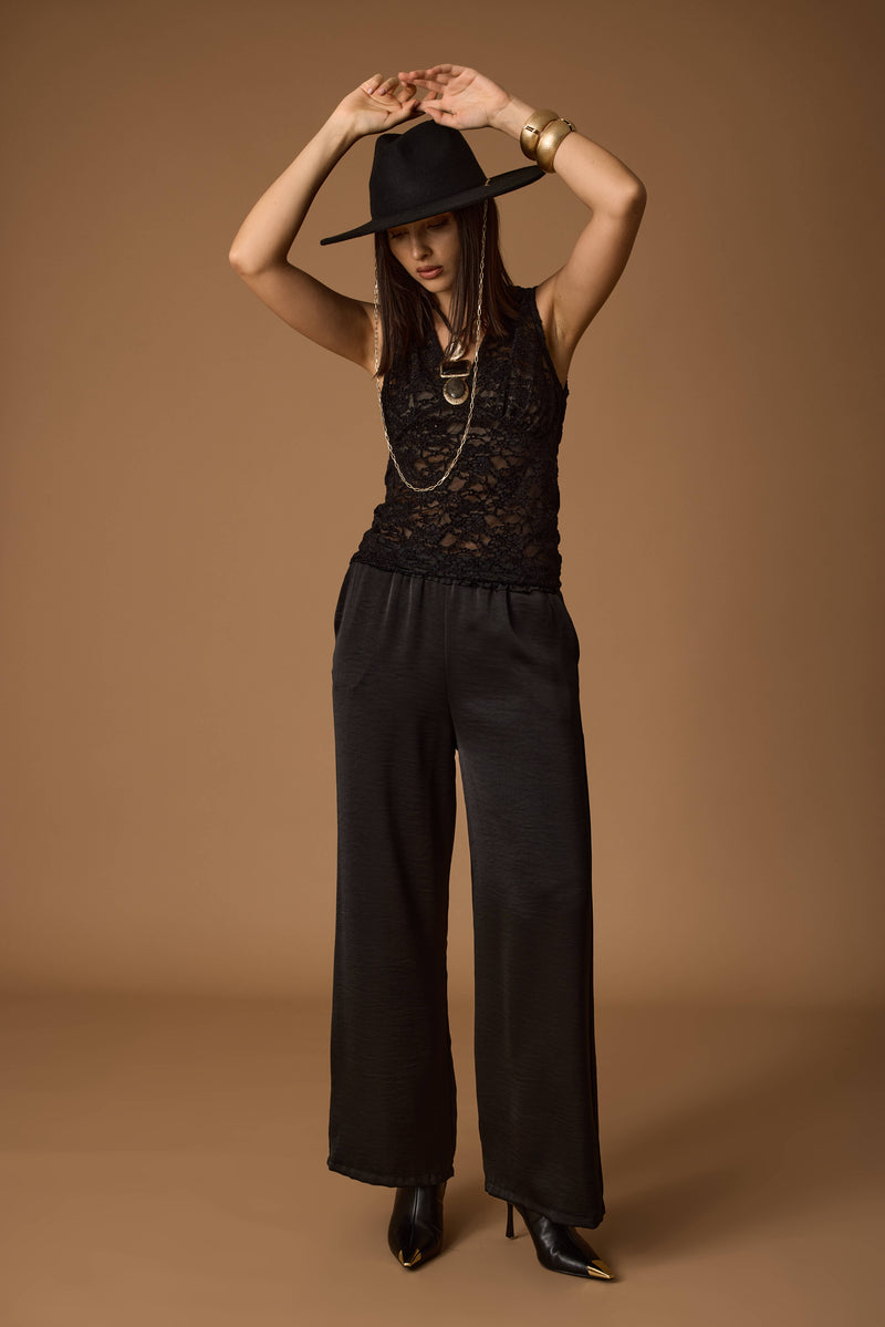 Coordinato In Pizzo nero|Colore:Nero