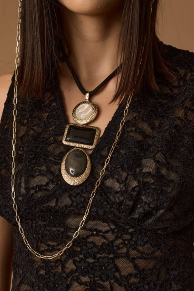 Collana Tris Nero|Colore:Nero