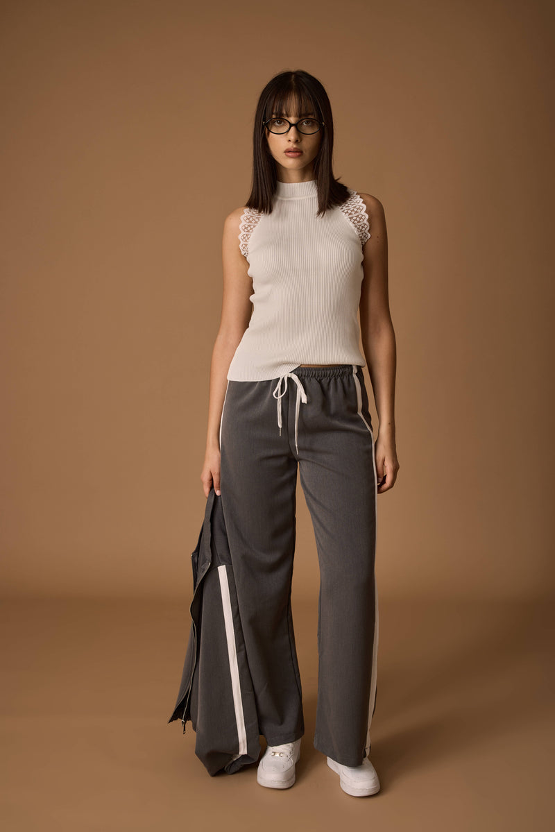Top Con Pizzo Bianco|Colore:Bianco