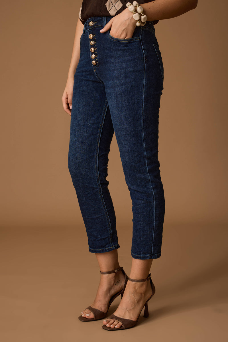 Jeans Bottoni Gioiello denim|Colore:Denim