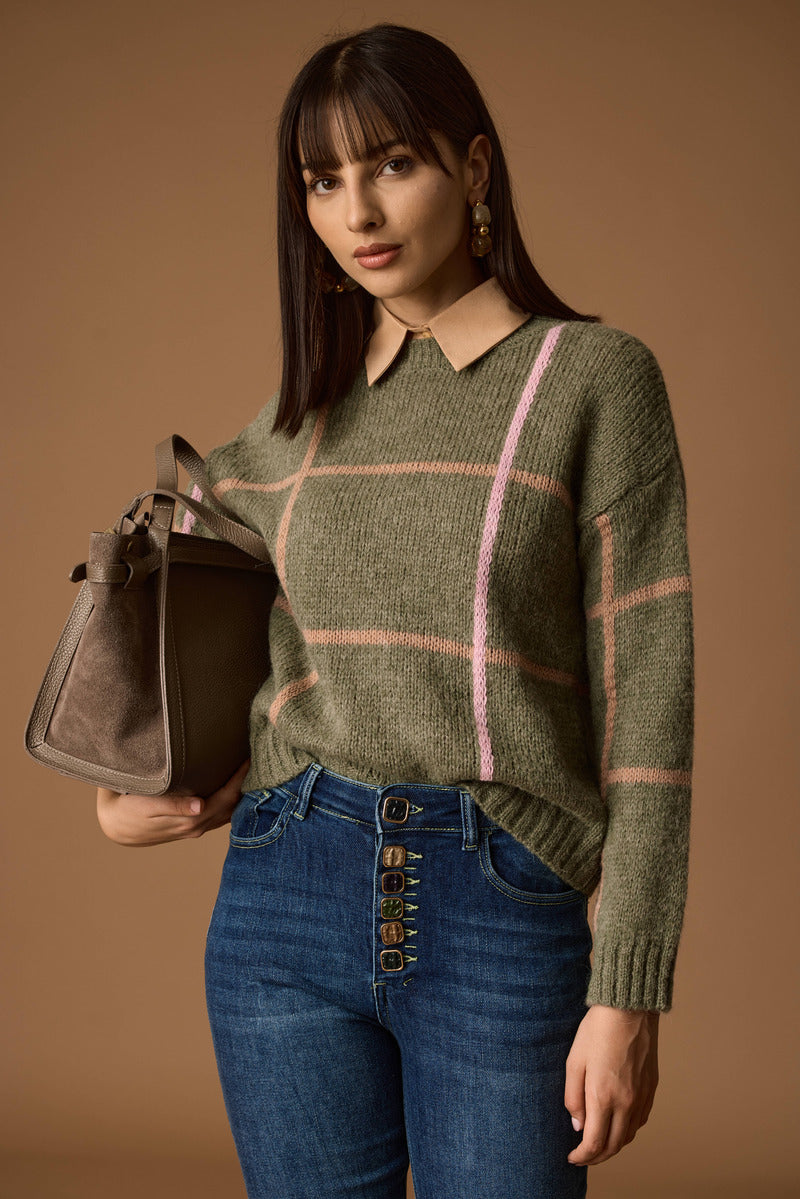 Pull Mondrian verde|Colore:Verde