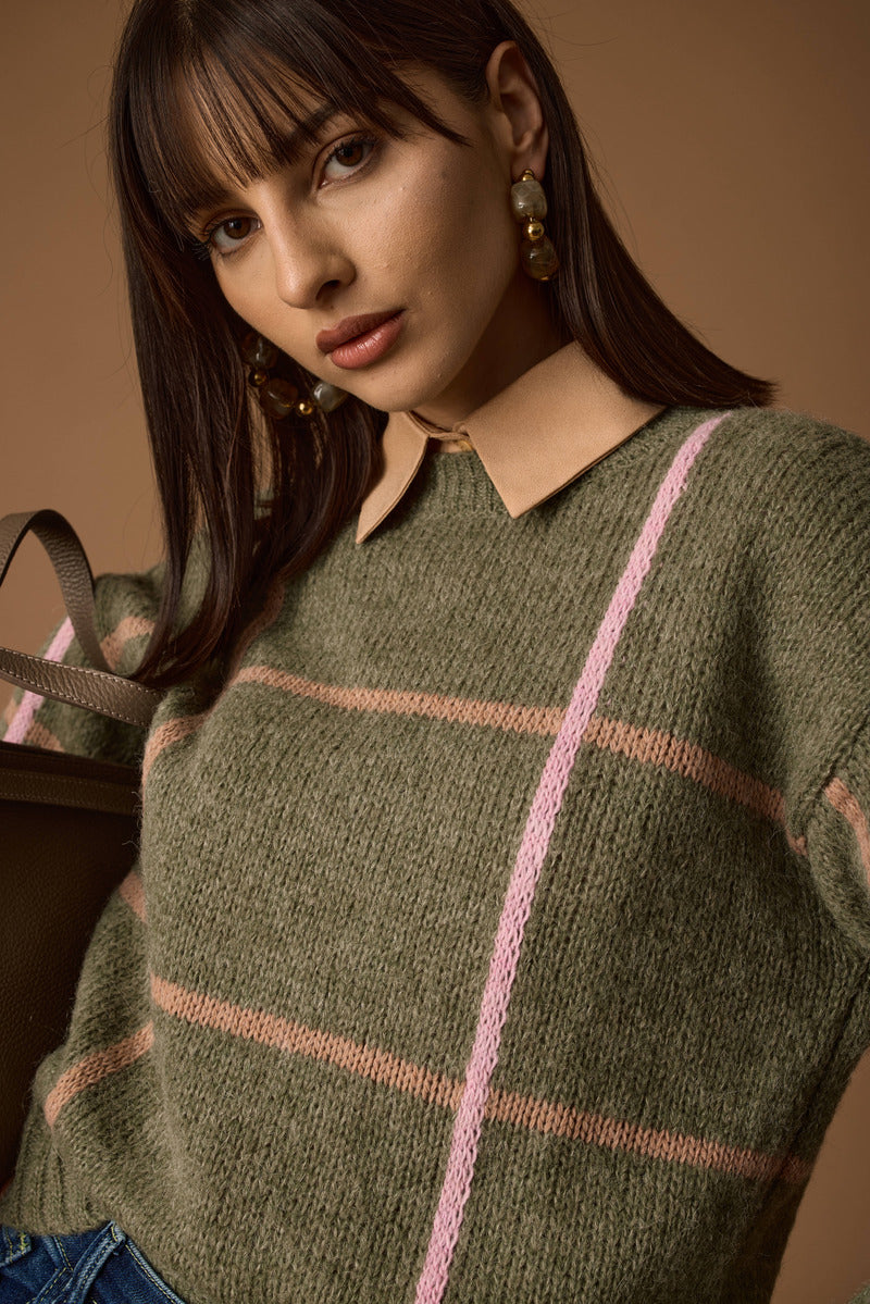 Pull Mondrian verde|Colore:Verde
