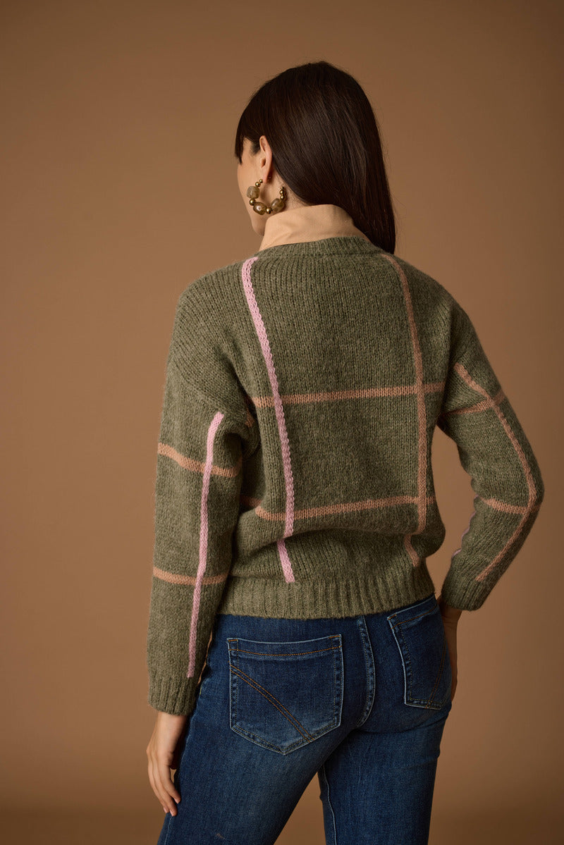Pull Mondrian verde|Colore:Verde