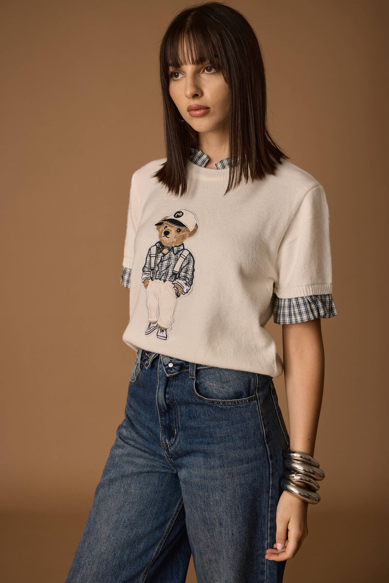 Pull Mezza Manica Teddy burro|Colore:Burro