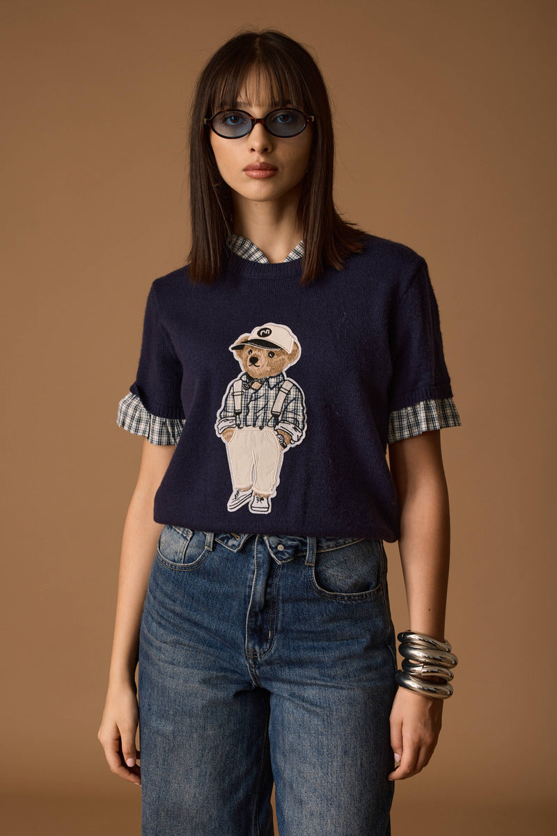 Pull Mezza Manica Teddy blu|Colore:Blu