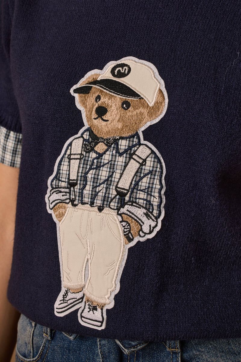 Pull Mezza Manica Teddy blu|Colore:Blu