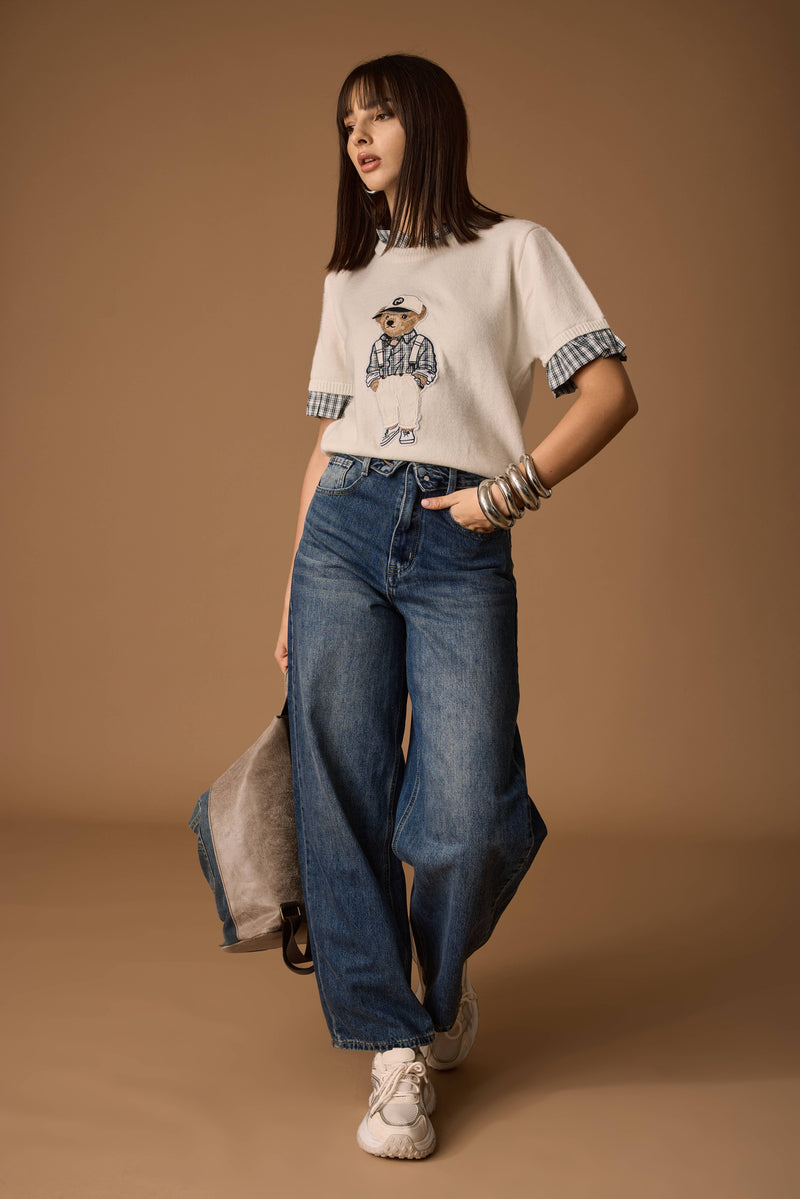 Jeans Con Risvolto denim|Colore:Denim