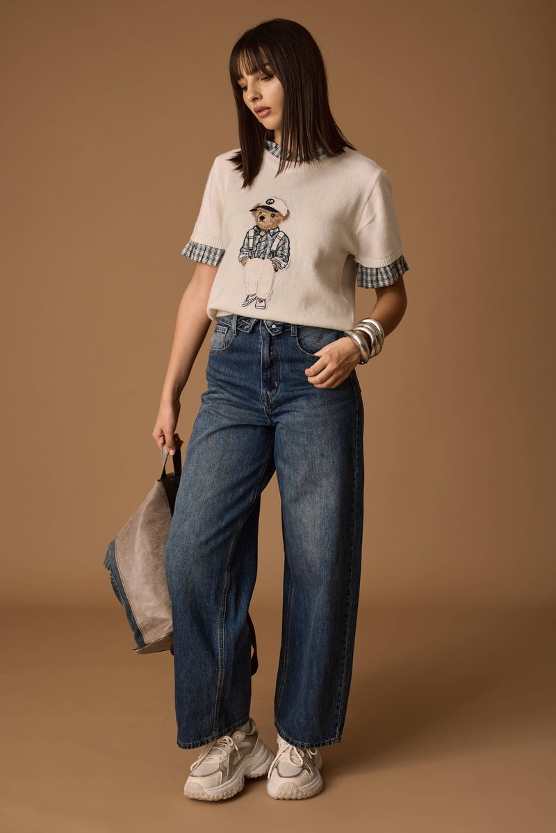 Jeans Con Risvolto denim|Colore:Denim