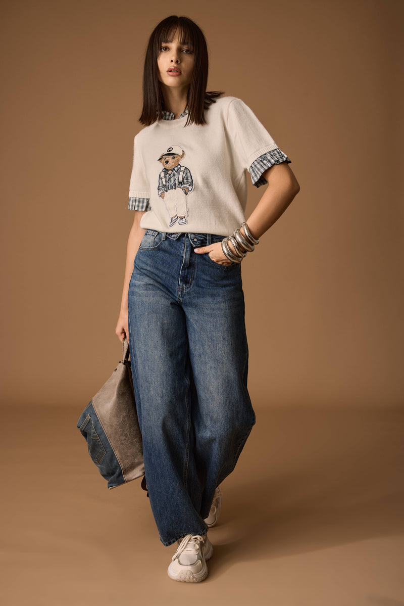 Jeans Con Risvolto denim|Colore:Denim