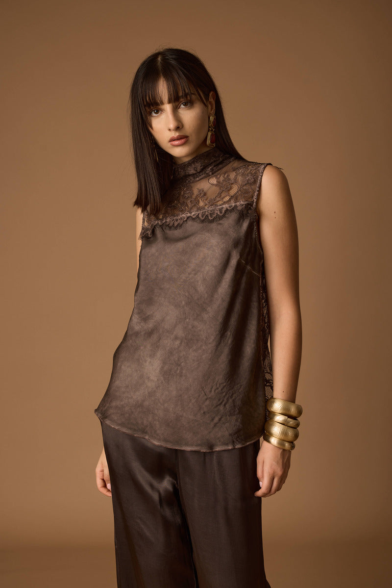 Blusa Pizzo testa di moro|Colore:Testa di moro