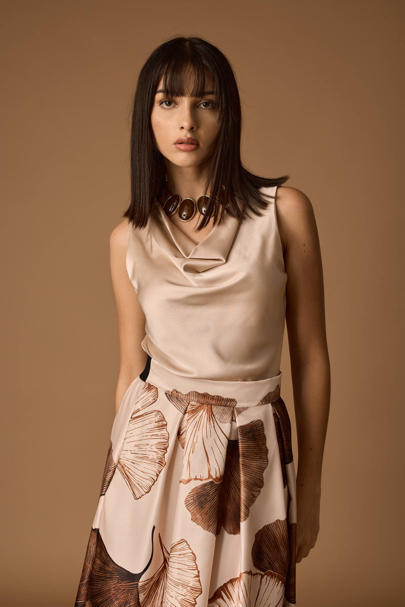 Top Scollo Gronda champagne|Colore:Champagne