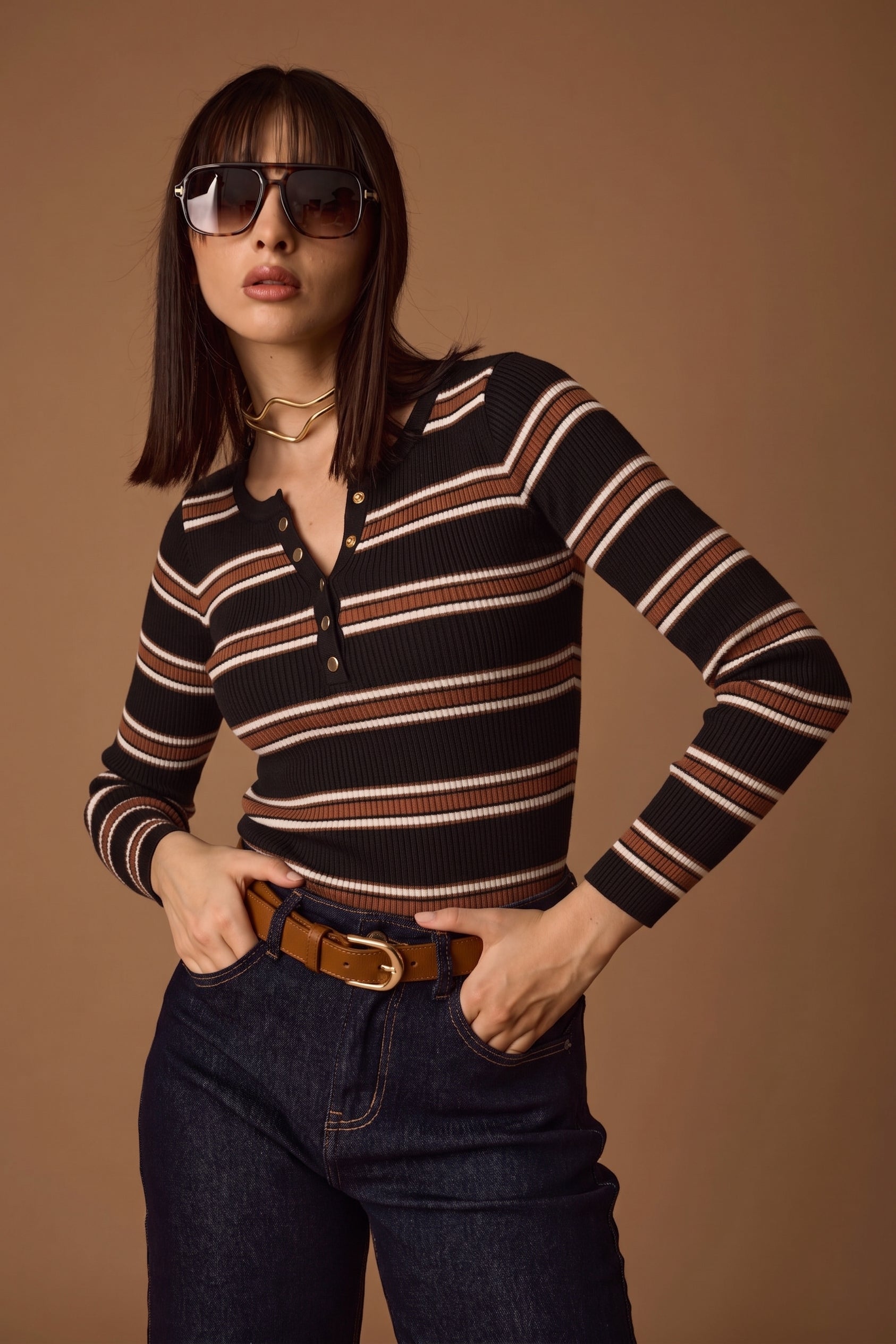 Maglia Righe Ross nero|Colore:Nero