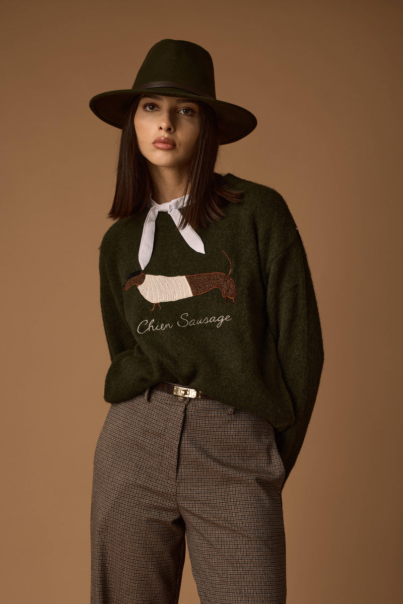 Pull Bassotto verde militare|Colore:Verde militare