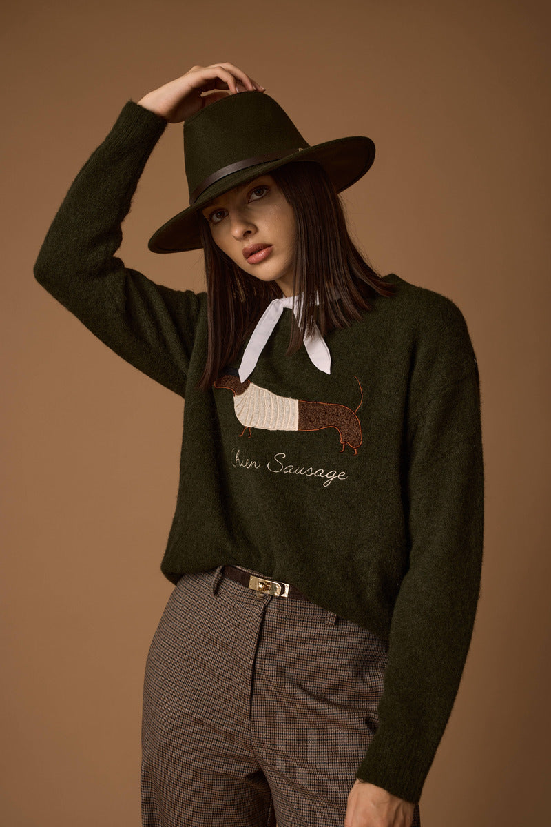 Pull Bassotto verde militare|Colore:Verde militare