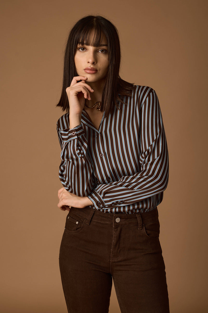 Camicia Righe testa di moro|Colore:Testa di moro