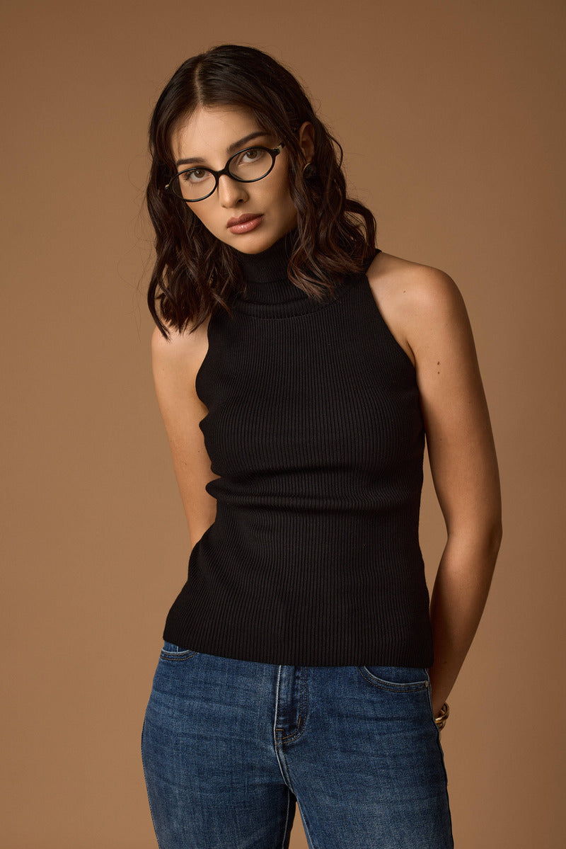Top Con Coprispalle nero|Colore:Nero