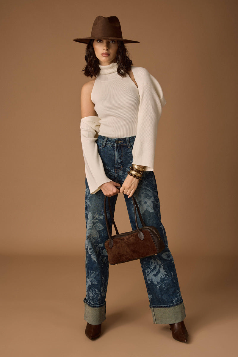Jeans Fiori denim|Colore:Denim