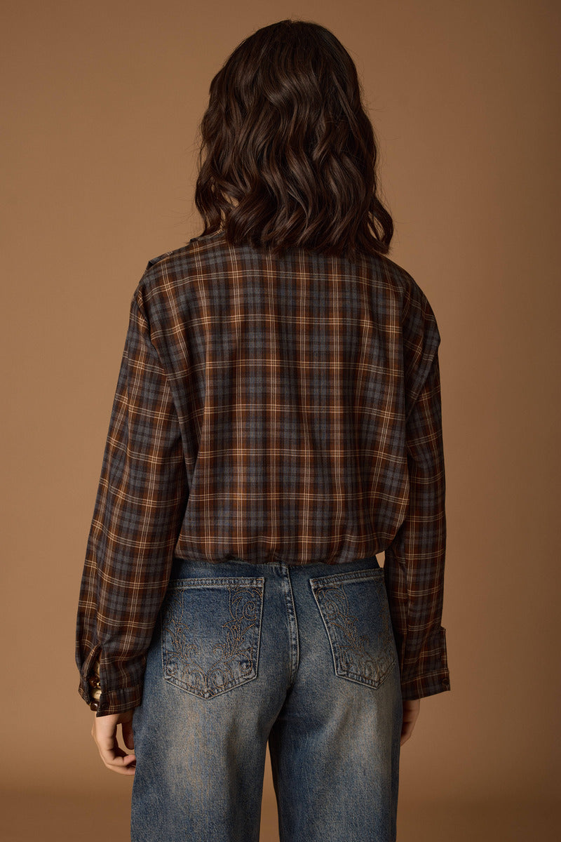 Camicia Quadri Con Elastico cacao|Colore:Cacao